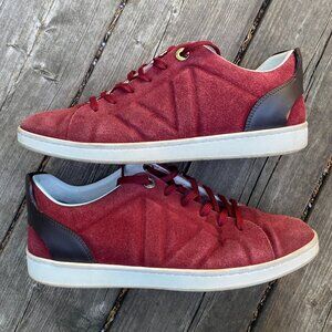 Louis Vuitton Burgundy/Black Suede and Leather Logo Lace Up Sneakers Size 7